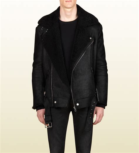 gucci long coat|Gucci shearling coat men's.